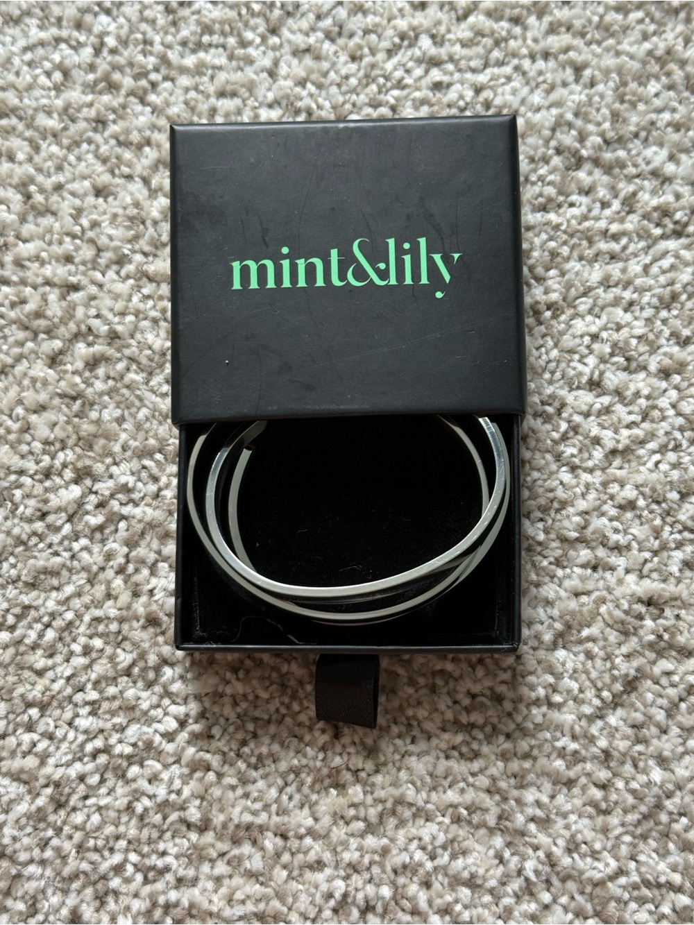 mint&lily Silver Tone Double Bangle Bracelet - Women's Jewelry